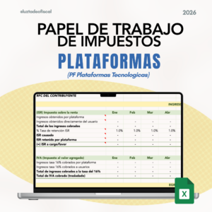 Papel de trabajo de Impuestos PLATAFORMAS 2026